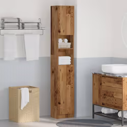 vidaXL Bathroom Cabinet Cupboard Storage Rack Washer Shelf Engineered Wood - old wood - Additional view 2