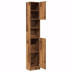 vidaXL Bathroom Cabinet Cupboard Storage Rack Washer Shelf Engineered Wood - old wood - Additional view 6