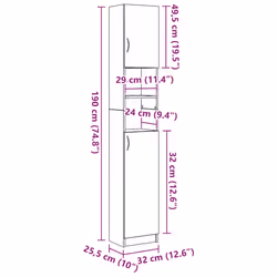 vidaXL Bathroom Cabinet Cupboard Storage Rack Washer Shelf Engineered Wood - artisian oak - Additional view 10