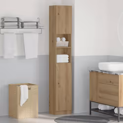 vidaXL Bathroom Cabinet Cupboard Storage Rack Washer Shelf Engineered Wood - artisian oak - Additional view 2