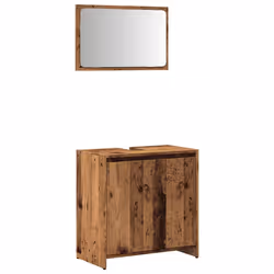 vidaXL Bathroom Furniture Set Vanity Unit Organiser Cabinet Engineered Wood - old wood - Additional view 2