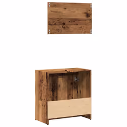 vidaXL Bathroom Furniture Set Vanity Unit Organiser Cabinet Engineered Wood - old wood - Additional view 4