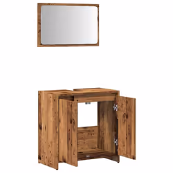 vidaXL Bathroom Furniture Set Vanity Unit Organiser Cabinet Engineered Wood - old wood - Additional view 6