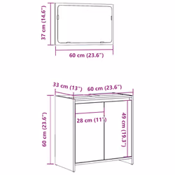 vidaXL Bathroom Furniture Set Vanity Unit Organiser Cabinet Engineered Wood - old wood - Additional view 9