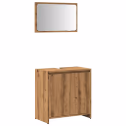 vidaXL Bathroom Furniture Set Vanity Unit Organiser Cabinet Engineered Wood - artisan oak - Additional view 2