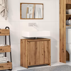vidaXL Bathroom Furniture Set Vanity Unit Organiser Cabinet Engineered Wood - artisan oak - Additional view 3