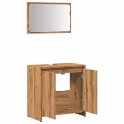 vidaXL Bathroom Furniture Set Vanity Unit Organiser Cabinet Engineered Wood - artisan oak - Additional view 7