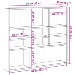 vidaXL Wall Shelf Artisan Oak 90x16x78 cm Engineered Wood floating shelf