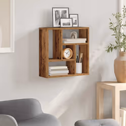 vidaXL Wall Shelf Wall-Mounted Shelf Storage Display Rack Engineered Wood - old wood