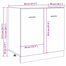 vidaXL Sink Bottom Cabinet Kitchen Cabinet Unit Concrete Grey Engineered Wood