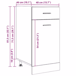 vidaXL Drawer Bottom Cabinet Kitchen Cabinet Concrete Grey Engineered Wood - Additional view 3