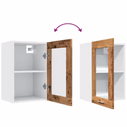 vidaXL Hanging Glass Cabinet Wall Mounted Cabinet Old Wood Engineered Wood - Additional view 7