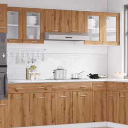 vidaXL Hanging Glass Cabinet Wall Mounted Cabinet Artisan Oak Engineered Wood