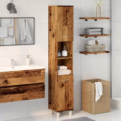 vidaXL Bathroom Cabinet Washroom Cupboard Storage Shelf Rack Engineered Wood - old wood