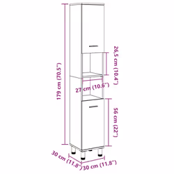 vidaXL Bathroom Cabinet Washroom Cupboard Storage Shelf Rack Engineered Wood - old wood