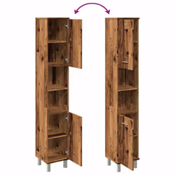 vidaXL Bathroom Cabinet Washroom Cupboard Storage Shelf Rack Engineered Wood - old wood - Additional view 7