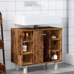 vidaXL Bathroom Cabinet Cupboard Storage Rack Sink Cabinet Engineered Wood - old wood - Additional view 2