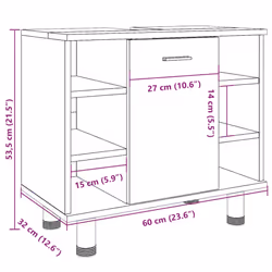 vidaXL Bathroom Cabinet Cupboard Storage Rack Sink Cabinet Engineered Wood - old wood - Additional view 3