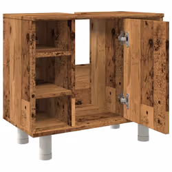 vidaXL Bathroom Cabinet Cupboard Storage Rack Sink Cabinet Engineered Wood - old wood - Additional view 7