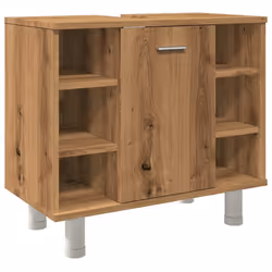 vidaXL Bathroom Cabinet Cupboard Storage Rack Sink Cabinet Engineered Wood - artisan oak