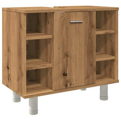 vidaXL Bathroom Cabinet Cupboard Storage Rack Sink Cabinet Engineered Wood - artisan oak