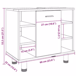 vidaXL Bathroom Cabinet Cupboard Storage Rack Sink Cabinet Engineered Wood - artisan oak