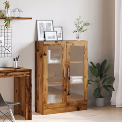 vidaXL Vitrine Cabinet Book Stand Rack Cupboard Highboard Engineered Wood - old wood - Additional view 2
