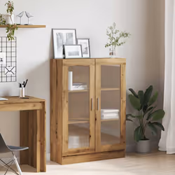 vidaXL Vitrine Cabinet Book Stand Rack Cupboard Highboard Engineered Wood - artisan oak - Additional view 2