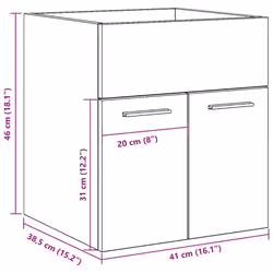 vidaXL Sink Cabinet Bathroom Vanity Unit Wall Storage Cupboard Engineered Wood - artisan oak, 41 x 38.5 x 46 cm - Additional view 3