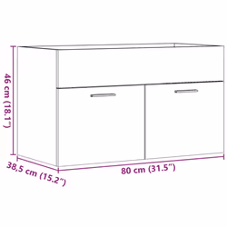 vidaXL Sink Cabinet Bathroom Vanity Unit Wall Storage Cupboard Engineered Wood - concrete grey, 80 x 38.5 x 46 cm - Additional view 3