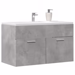 vidaXL Sink Cabinet Bathroom Vanity Unit Wall Storage Cupboard Engineered Wood - concrete grey, 80 x 38.5 x 46 cm - Additional view 4