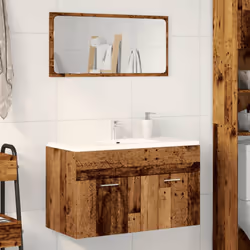 vidaXL Sink Cabinet Bathroom Vanity Unit Wall Storage Cupboard Engineered Wood - old wood, 90 x 38.5 x 46 cm - Additional view 2