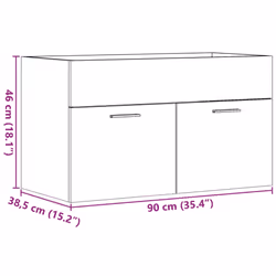 vidaXL Sink Cabinet Bathroom Vanity Unit Wall Storage Cupboard Engineered Wood - artisan oak, 90 x 38.5 x 46 cm - Additional view 3