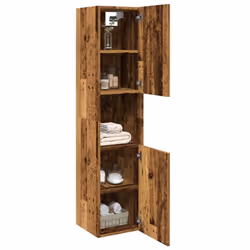 vidaXL Bathroom Cabinet Washroom Storage Shelf Laundry Cabinet Engineered Wood - old wood