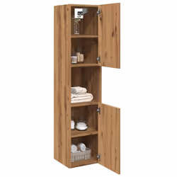 vidaXL Bathroom Cabinet Washroom Storage Shelf Laundry Cabinet Engineered Wood - artisian oak