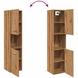 vidaXL Bathroom Cabinet Washroom Storage Shelf Laundry Cabinet Engineered Wood - artisian oak - Additional view 7