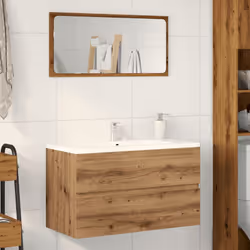 vidaXL Sink Cabinet Bathroom Vanity Unit Wall Storage Cupboard Engineered Wood - artisian oak, 90 x 38.5 x 45 cm - Additional view 2