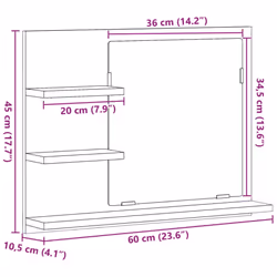 vidaXL Bathroom Mirror Cosmetic Mirror Washroom Makeup Mirror Engineered Wood - old wood - Additional view 3