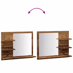 vidaXL Bathroom Mirror Cosmetic Mirror Washroom Makeup Mirror Engineered Wood - old wood - Additional view 6
