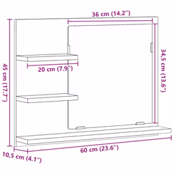 vidaXL Bathroom Mirror Cosmetic Mirror Washroom Makeup Mirror Engineered Wood - artisan oak