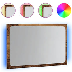 vidaXL LED Bathroom Mirror Toilet Mirror Washroom Wall Mirror Engineered Wood - old wood