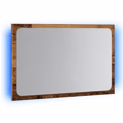 vidaXL LED Bathroom Mirror Toilet Mirror Washroom Wall Mirror Engineered Wood - old wood - Additional view 2