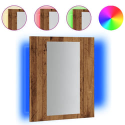 vidaXL LED Bathroom Mirror Cabinet Washroom Mirror Furniture Storage Cabinet - old wood