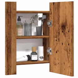 vidaXL LED Bathroom Mirror Cabinet Washroom Mirror Furniture Storage Cabinet - old wood - Additional view 4