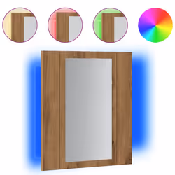 vidaXL LED Bathroom Mirror Cabinet Washroom Mirror Furniture Storage Cabinet - artisan oak