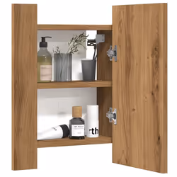 vidaXL LED Bathroom Mirror Cabinet Washroom Mirror Furniture Storage Cabinet - artisan oak - Additional view 4
