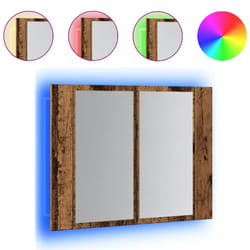 vidaXL LED Bathroom Mirror Cabinet Washroom Mirror Storage Cupboard Organiser - old wood