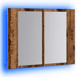vidaXL LED Bathroom Mirror Cabinet Washroom Mirror Storage Cupboard Organiser - old wood