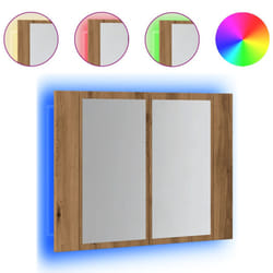 vidaXL LED Bathroom Mirror Cabinet Washroom Mirror Storage Cupboard Organiser - artisan oak