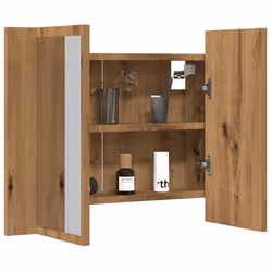 vidaXL LED Bathroom Mirror Cabinet Washroom Mirror Storage Cupboard Organiser - artisan oak - Additional view 4